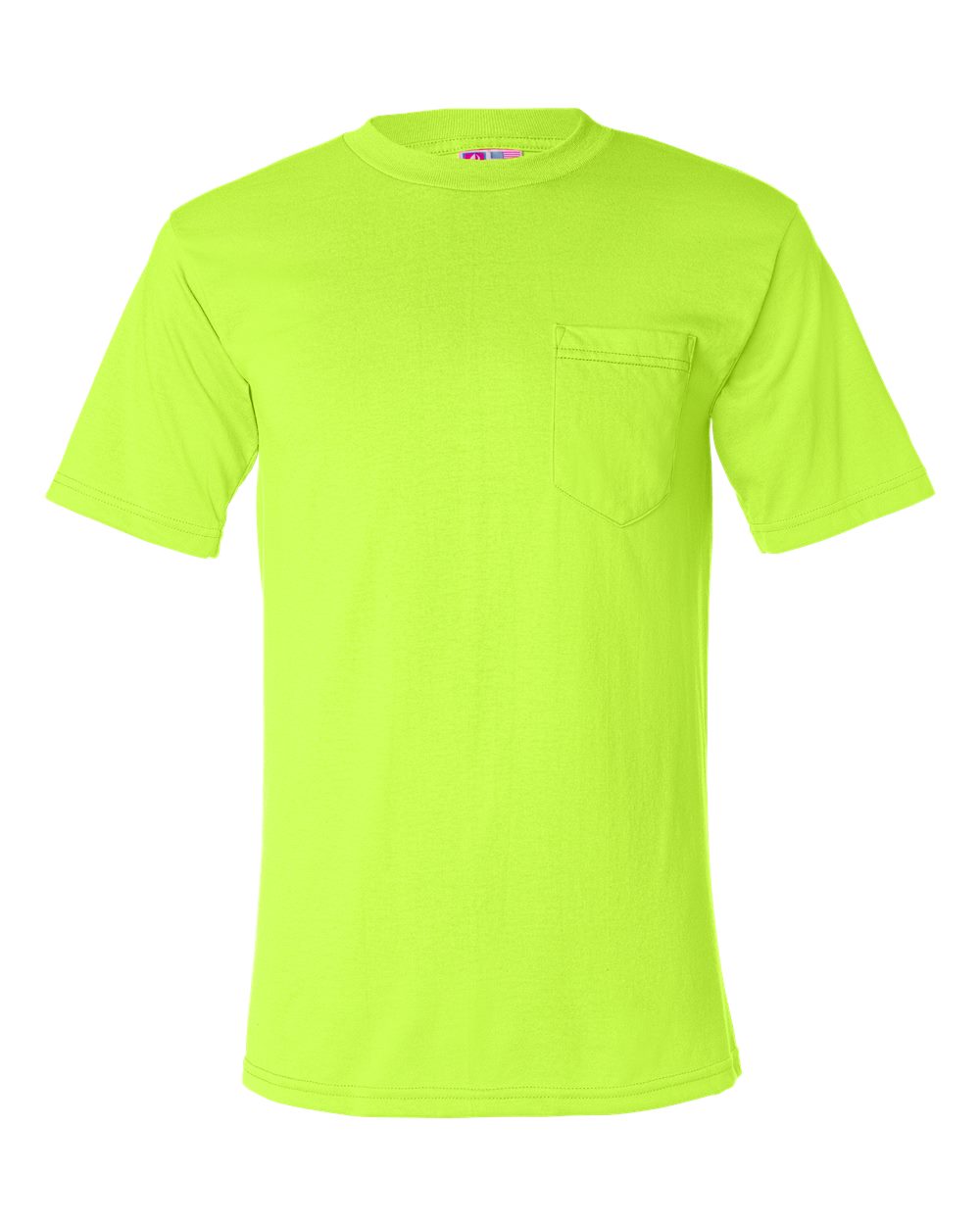 Bayside Unisex USA-Made 50/50 Pocket T-Shirt. 1725 - Safety Green