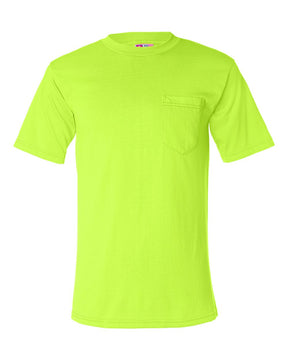 Bayside Unisex USA-Made 50/50 Pocket T-Shirt. 1725 - Safety Green