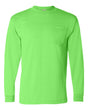 Bayside Unisex USA-Made 50/50 Long Sleeve Pocket T-Shirt. 1730 - Safety Green