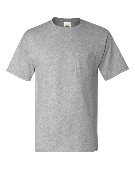 Hanes Unisex Authentic Pocket T-Shirt. 5590 - Light Steel