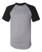 Augusta Sportswear Unisex Raglan Baseball Jersey. 423 - Athletic Heather/ Black