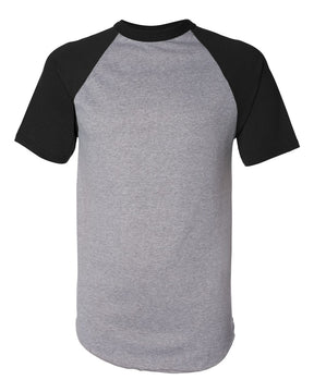 Augusta Sportswear Unisex Raglan Baseball Jersey. 423 - Athletic Heather/ Black