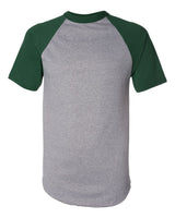 Augusta Sportswear Unisex Raglan Baseball Jersey. 423 - Athletic Heather/ Dark Green