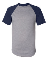 Augusta Sportswear Unisex Raglan Baseball Jersey. 423 - Athletic Heather/ Navy