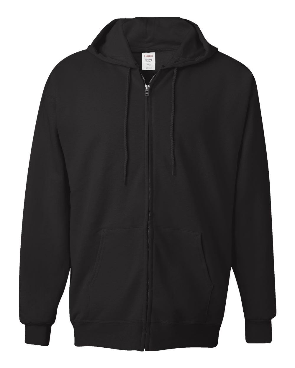Hanes Unisex Ultimate Cotton® Full-Zip Hooded Sweatshirt. F280 - Black