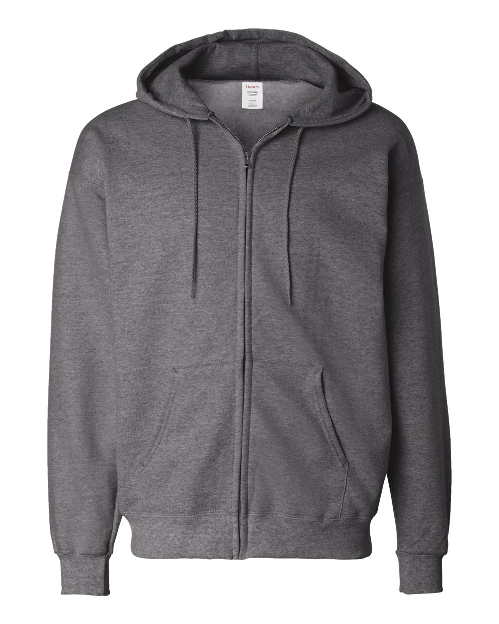 Hanes Unisex Ultimate Cotton® Full-Zip Hooded Sweatshirt. F280 - Charcoal Heather