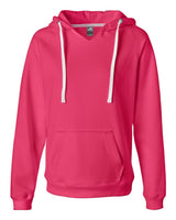 J. America Women's Sueded V-Neck Hooded Sweatshirt. 8836 - Wildberry