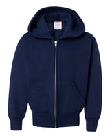 Hanes Youth EcoSmart® Full-Zip Hooded Sweatshirt. P480 - Navy