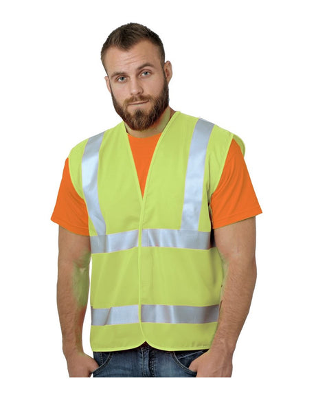 Bayside Unisex USA-Made Economy Class 2 ANSI Vest. 3789 - Lime Green