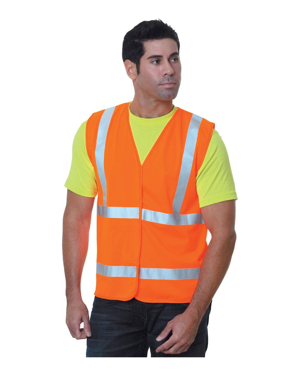 Bayside Unisex USA-Made Economy Class 2 ANSI Vest. 3789 - Orange