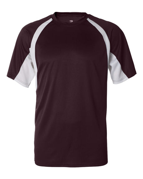 Badger Men's B-Core Hook T-Shirt. 4144 - Maroon/ White