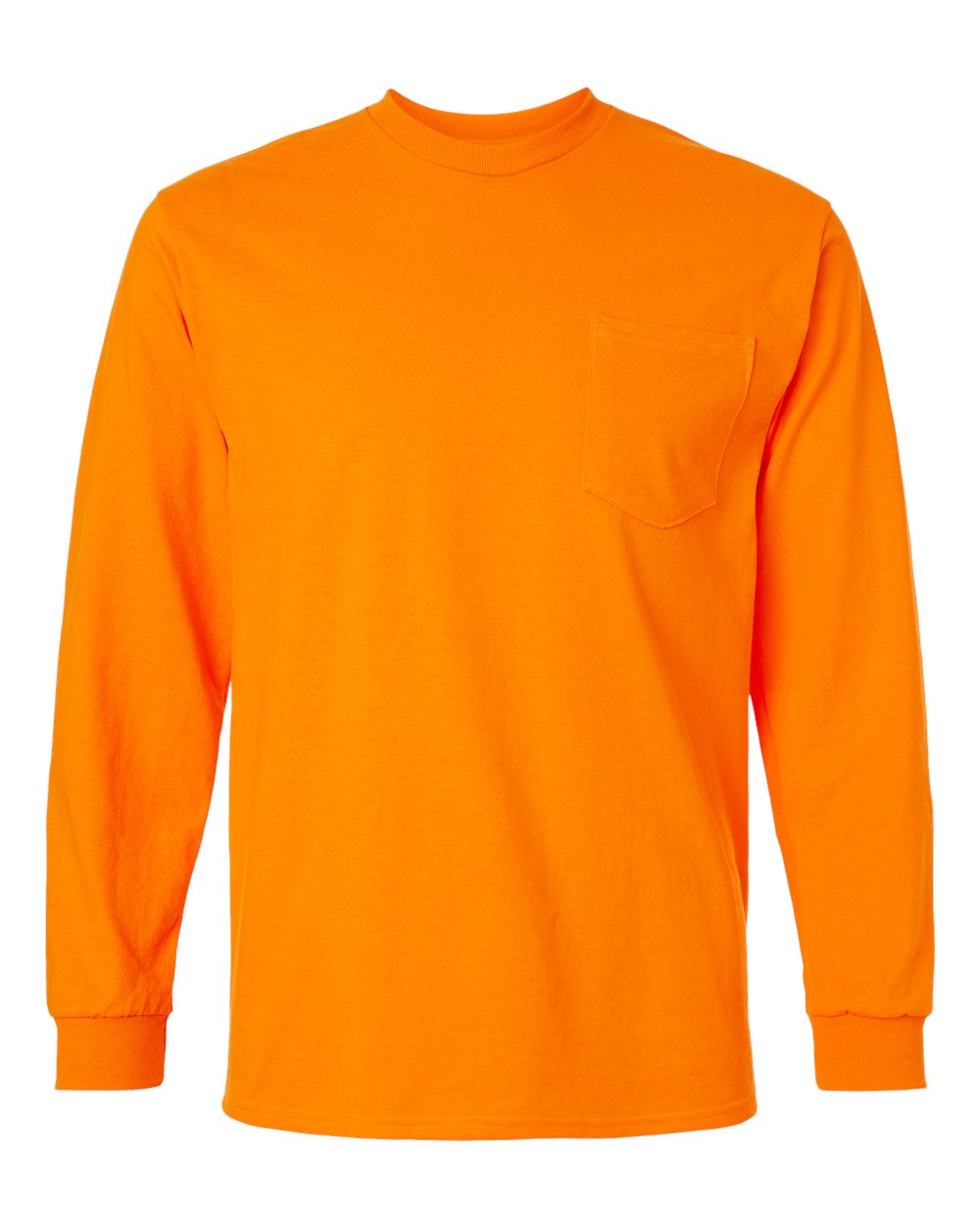 Gildan Unisex Ultra Cotton® Long Sleeve Pocket T-Shirt. 2410 - Safety Orange