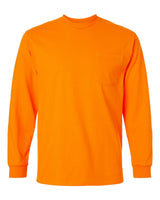 Gildan Unisex Ultra Cotton® Long Sleeve Pocket T-Shirt. 2410 - Safety Orange