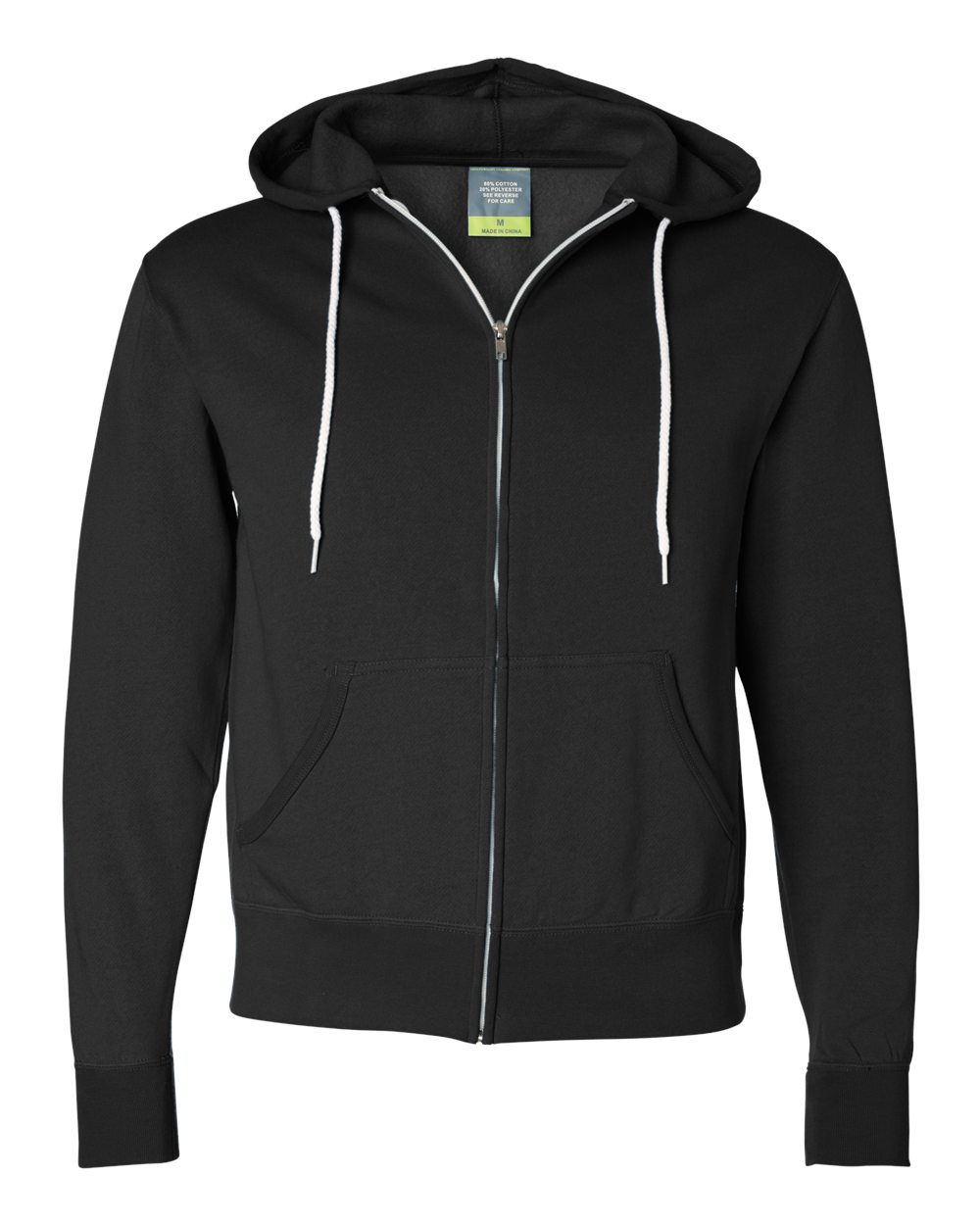 Independent Trading Co. Unisex Lightweight Full-Zip Hooded Sweatshirt. AFX90UNZ - Black
