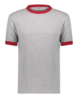 Augusta Sportswear Unisex 50/50 Ringer T-Shirt. 710 - Athletic Heather/ Red
