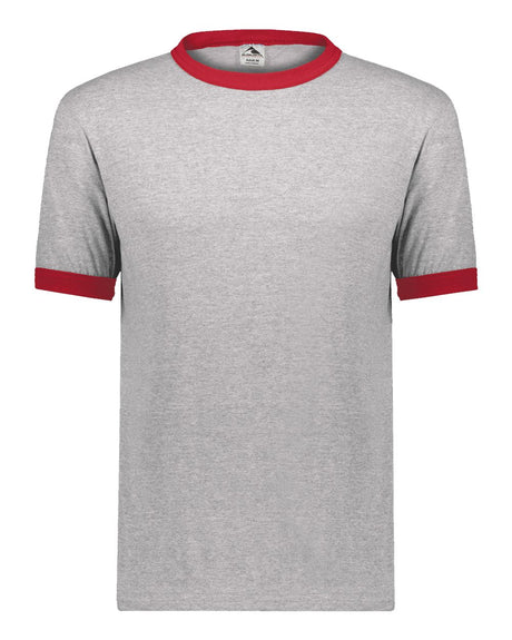 Augusta Sportswear Unisex 50/50 Ringer T-Shirt. 710 - Athletic Heather/ Red