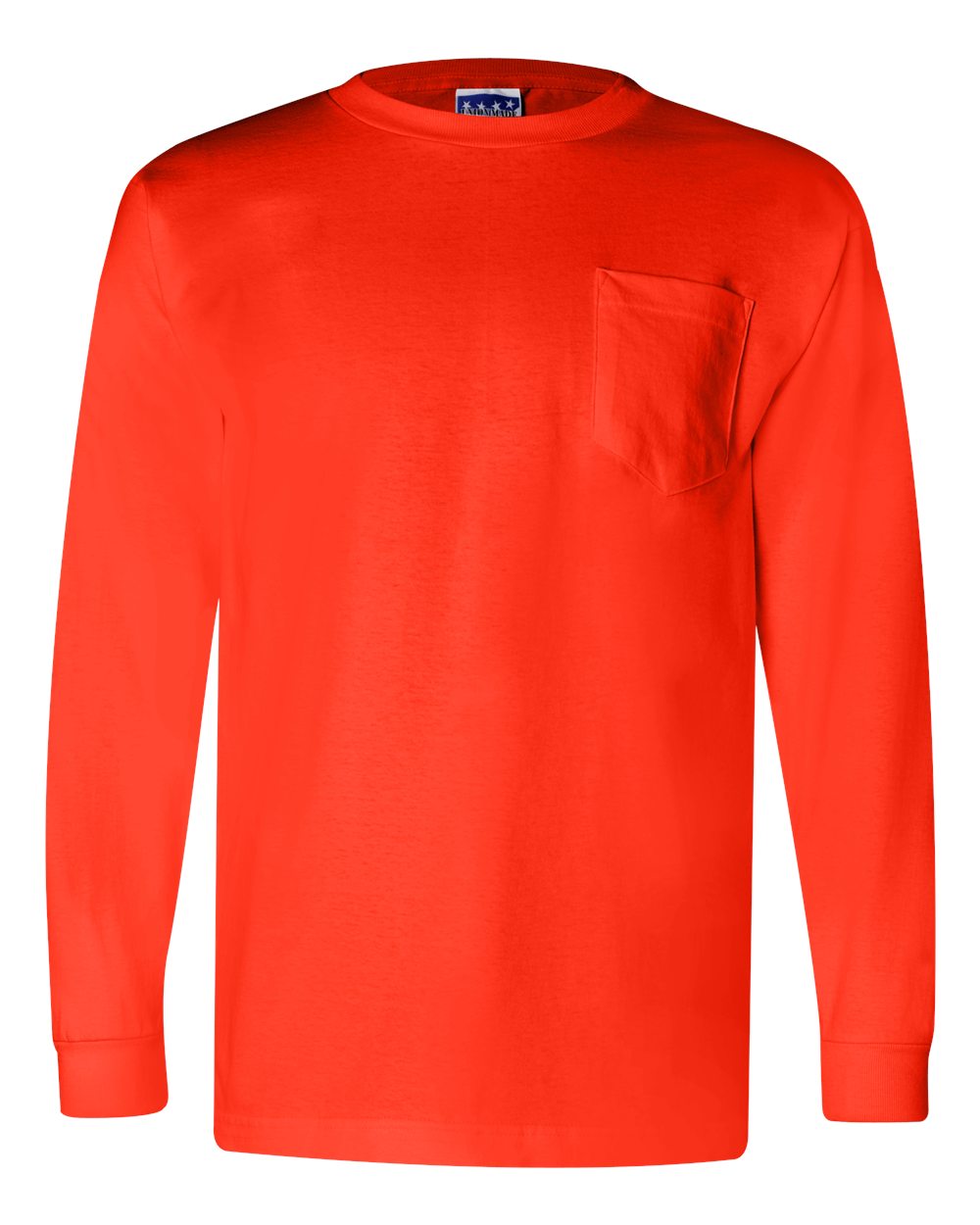 Bayside Unisex Union-Made Long Sleeve Pocket T-Shirt. 3055 - Orange