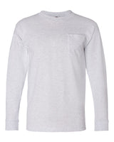 Bayside Unisex USA-Made Long Sleeve Pocket T-Shirt. 8100 - Ash