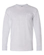Bayside Unisex USA-Made Long Sleeve Pocket T-Shirt. 8100 - Ash