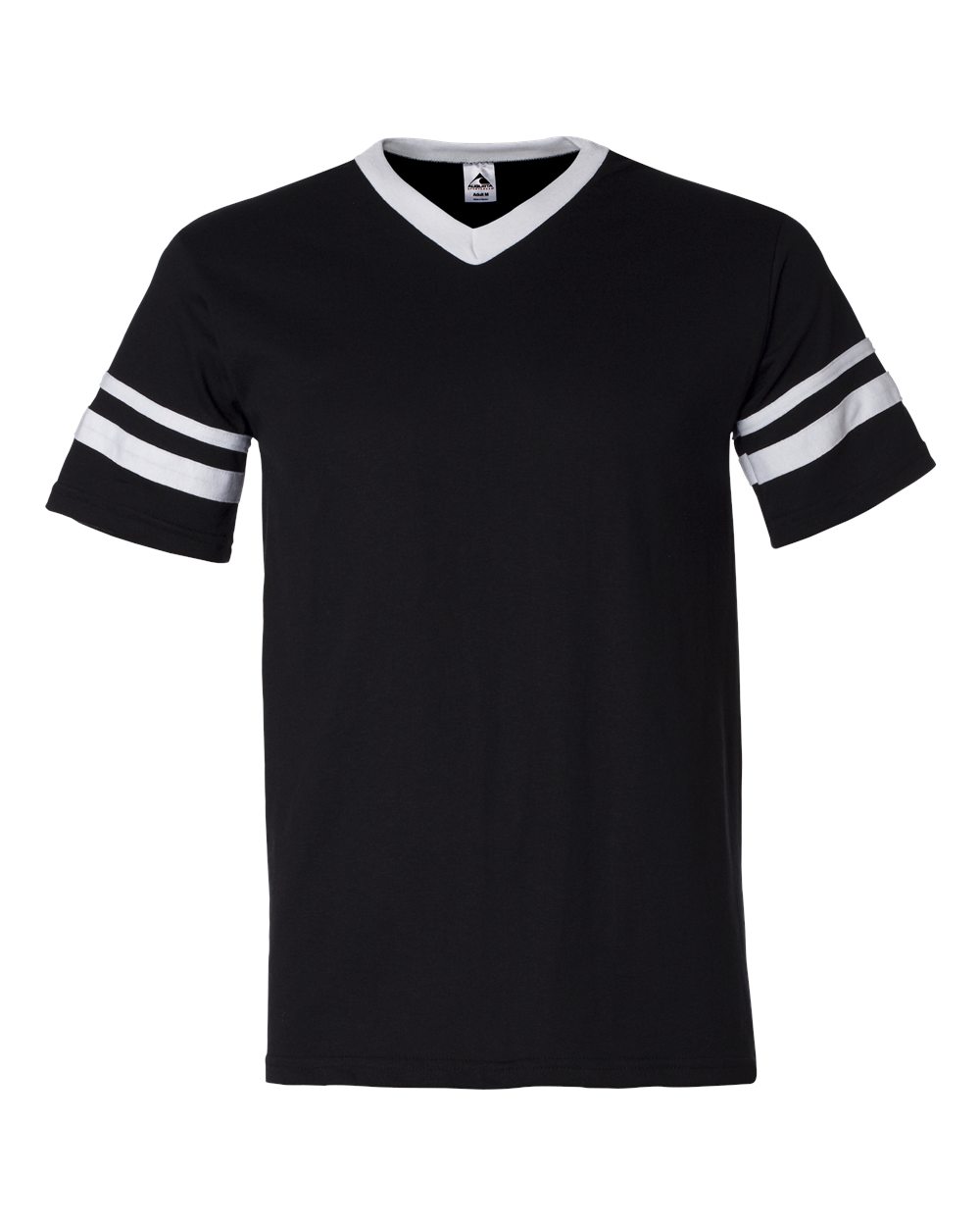 Augusta Sportswear V-Neck Jersey with Striped Sleeves. 360 - Black/ White