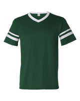 Augusta Sportswear V-Neck Jersey with Striped Sleeves. 360 - Dark Green/ White