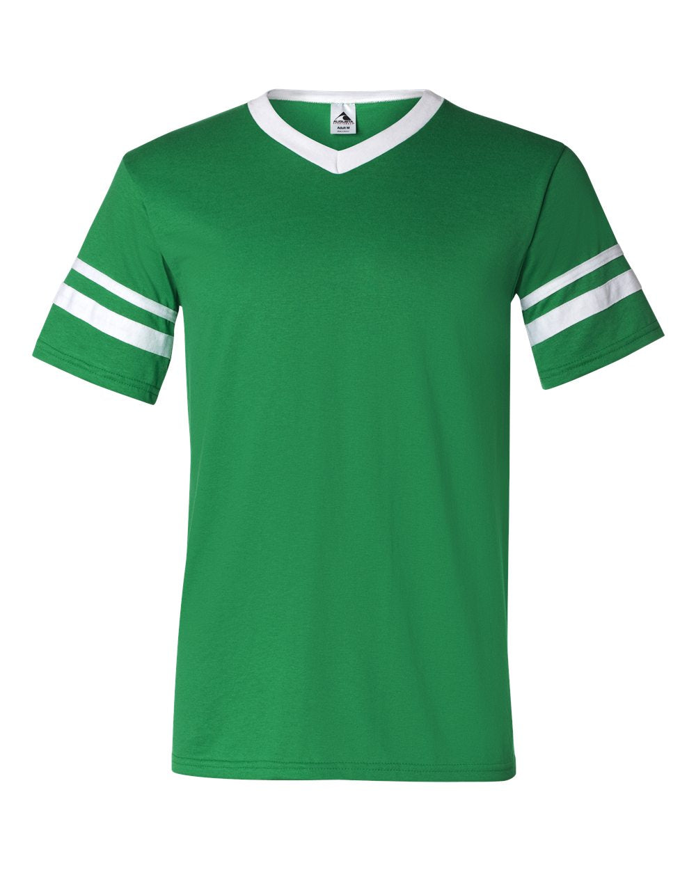 Augusta Sportswear V-Neck Jersey with Striped Sleeves. 360 - Kelly/ White