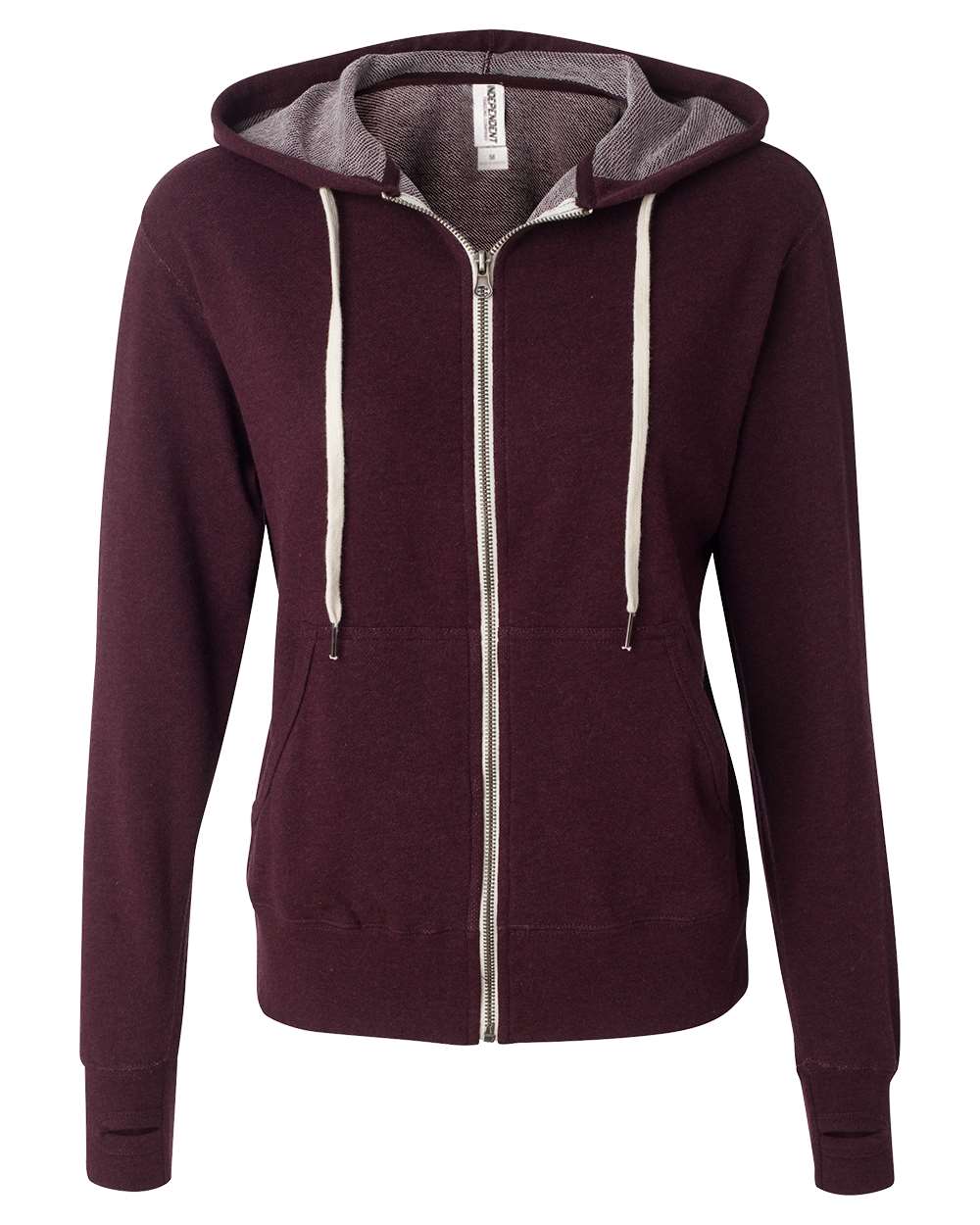 Independent Trading Co. Unisex Heathered French Terry Full-Zip Hooded Sweatshirt. PRM90HTZ - Burgundy Heather