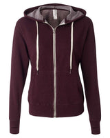 Independent Trading Co. Unisex Heathered French Terry Full-Zip Hooded Sweatshirt. PRM90HTZ - Burgundy Heather