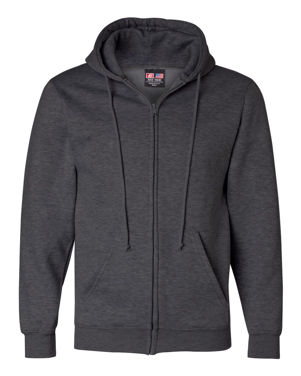 Bayside Unisex USA-Made Full-Zip Hooded Sweatshirt. 900 - Charcoal Heather