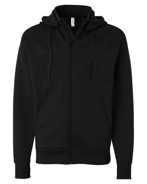 Independent Trading Co. Unisex Poly-Tech Full-Zip Hooded Sweatshirt. EXP80PTZ - Black