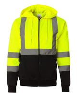 Kishigo Unisex Hi-Vis Full-Zip Hooded Sweatshirt. JS102-103 - Lime