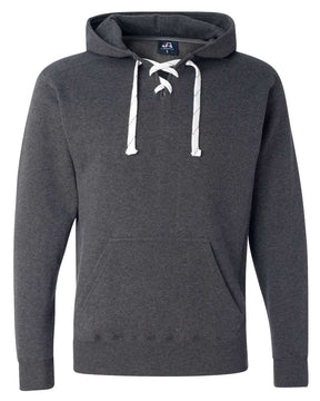 J. America Men's Sport Lace Hooded Sweatshirt. 8830 - Charcoal Heather