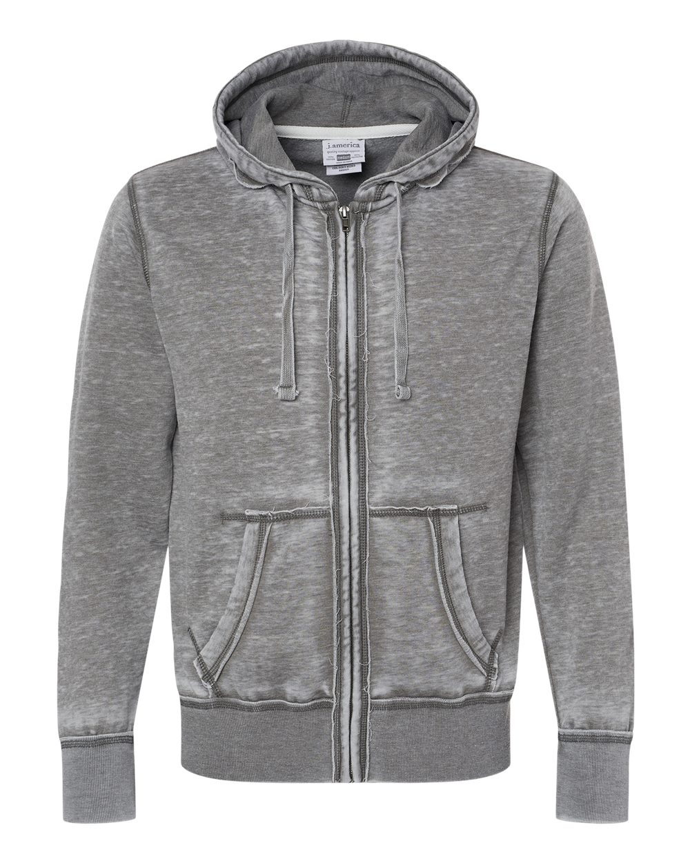 J. America Men's Vintage Zen Fleece Full-Zip Hooded Sweatshirt. 8916 - Cement