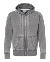 J. America Men's Vintage Zen Fleece Full-Zip Hooded Sweatshirt. 8916 - Cement