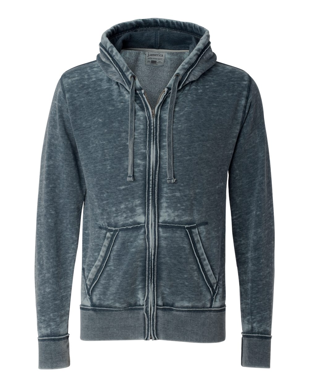 J. America Men's Vintage Zen Fleece Full-Zip Hooded Sweatshirt. 8916 - Vintage Navy