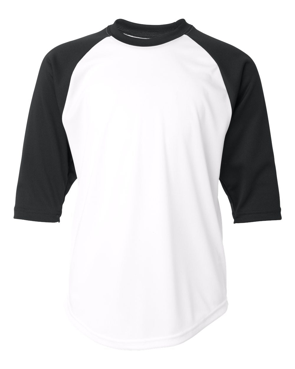 Badger Youth B-Core Three-Quarter Sleeve Baseball T-Shirt. 2133 - White/ Black