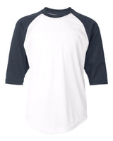 Badger Youth B-Core Three-Quarter Sleeve Baseball T-Shirt. 2133 - White/ Navy