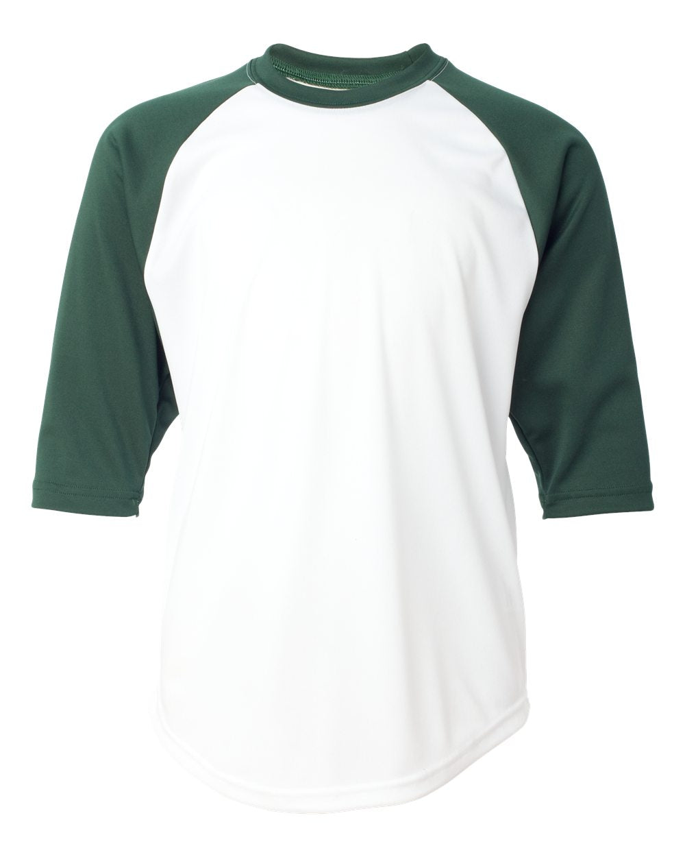 Badger Youth B-Core Three-Quarter Sleeve Baseball T-Shirt. 2133 - White/ Forest