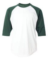 Badger Youth B-Core Three-Quarter Sleeve Baseball T-Shirt. 2133 - White/ Forest