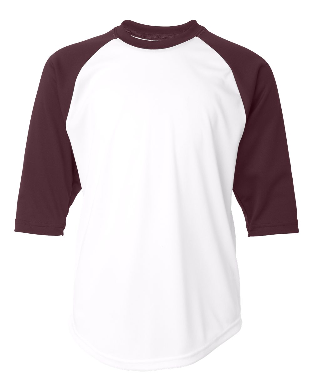 Badger Youth B-Core Three-Quarter Sleeve Baseball T-Shirt. 2133 - White/ Maroon