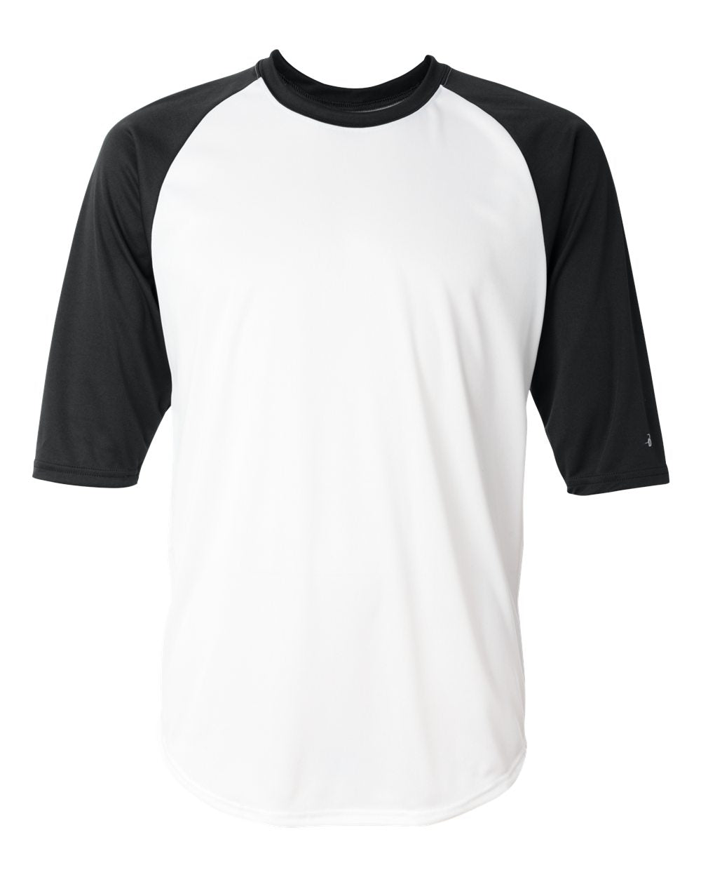 Badger Men's B-Core Three-Quarter Sleeve Baseball T-Shirt. 4133 - White/ Black
