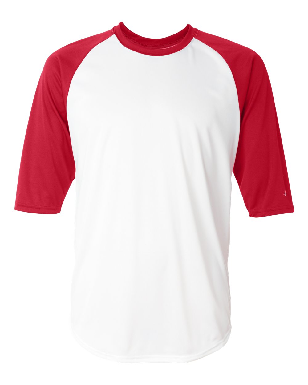 Badger Men's B-Core Three-Quarter Sleeve Baseball T-Shirt. 4133 - White/ Red