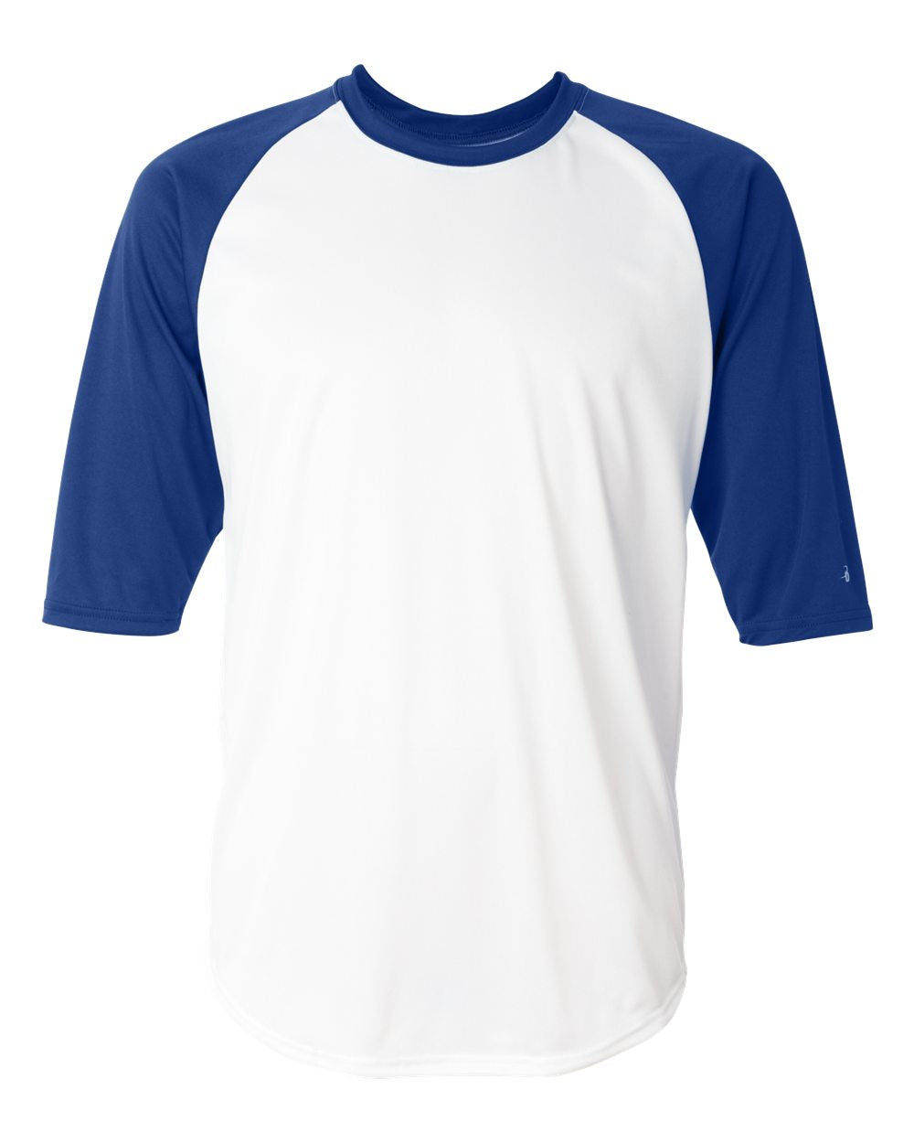Badger Men's B-Core Three-Quarter Sleeve Baseball T-Shirt. 4133 - White/ Royal