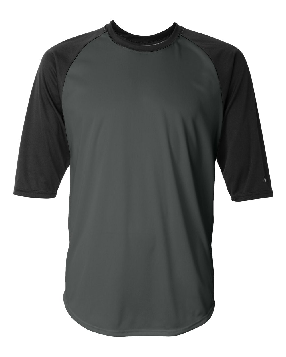 Badger Men's B-Core Three-Quarter Sleeve Baseball T-Shirt. 4133 - Graphite/ Black