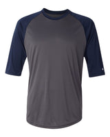 Badger Men's B-Core Three-Quarter Sleeve Baseball T-Shirt. 4133 - Graphite/ Navy