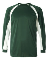 Badger Men's B-Core Hook Long Sleeve T-Shirt. 4154 - Forest/ White