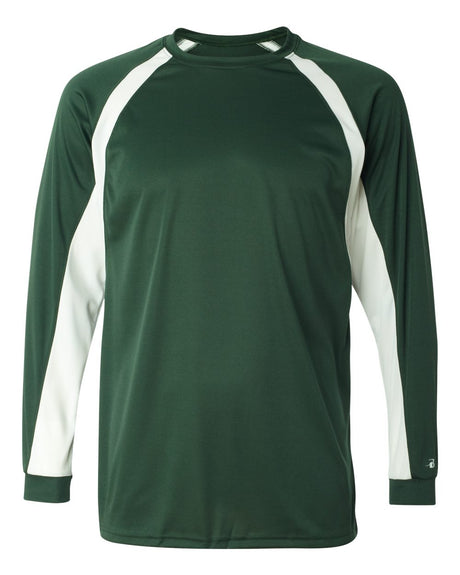 Badger Men's B-Core Hook Long Sleeve T-Shirt. 4154 - Forest/ White