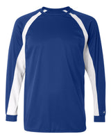 Badger Men's B-Core Hook Long Sleeve T-Shirt. 4154 - Royal/ White