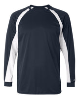 Badger Men's B-Core Hook Long Sleeve T-Shirt. 4154 - Navy/ White