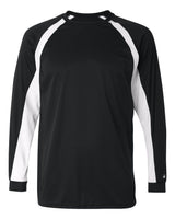 Badger Men's B-Core Hook Long Sleeve T-Shirt. 4154 - Black/ White